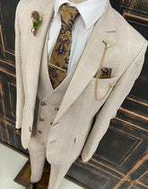 Beige geruit pak